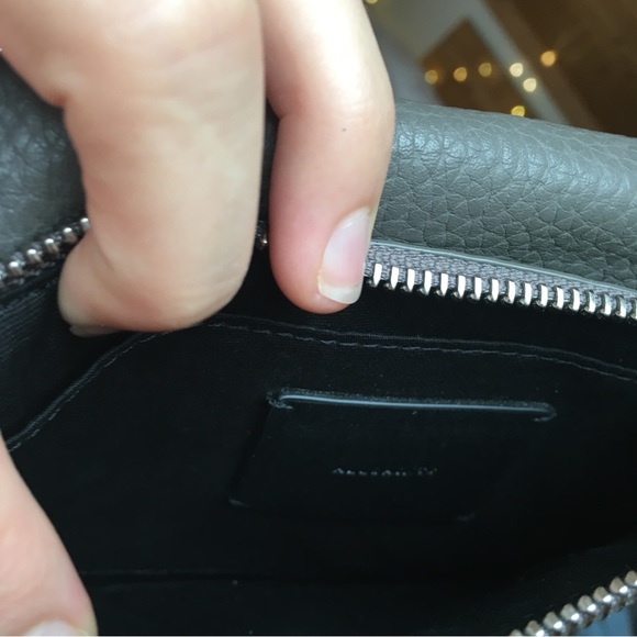 AllSaints Grey Pebble Leather Shoulder Purse - Picture 8 of 14